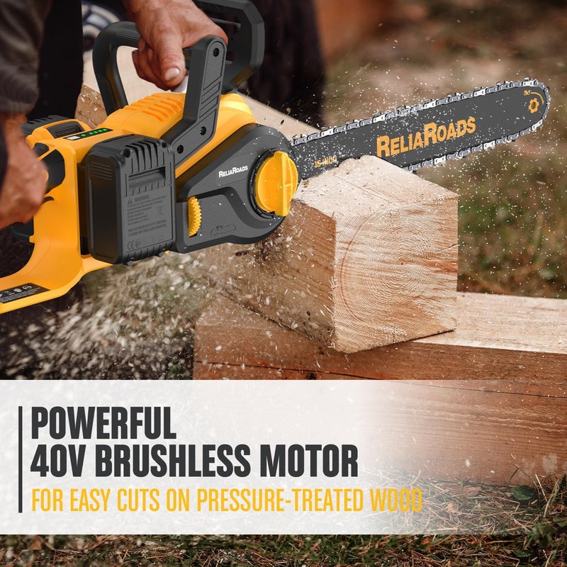 ReliaRoads 16-Inch Brushless Chainsaw, 40V (2 x 20V MAX) Cordless Battery Powered Chain Saw Compatible DeWALT Battery, Ideal for Wood/Tree Cutting, Pruning, Tool Only (Battery Not Included) - Image 3